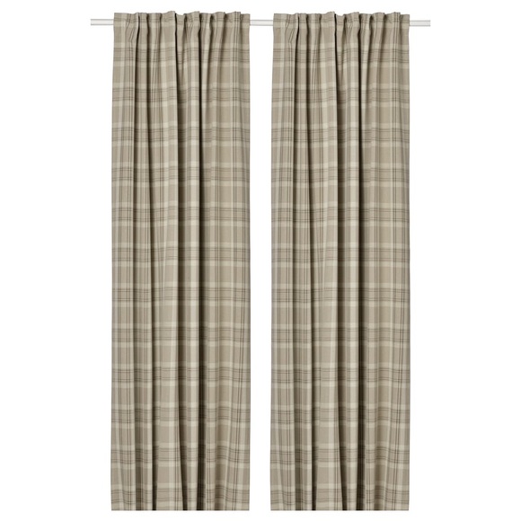IKEA Plaid Beige Curtains - Picture 1 of 7